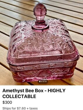 Tiara Purple Bee-Embossed Glass Trinket Box